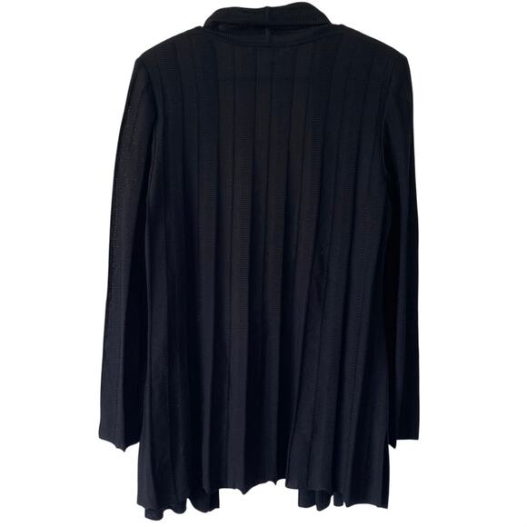 EXCLUSIVELY MISOOK Black Open Front Knit Cardigan Sweater Size Large Pleated - Picture 3 of 4